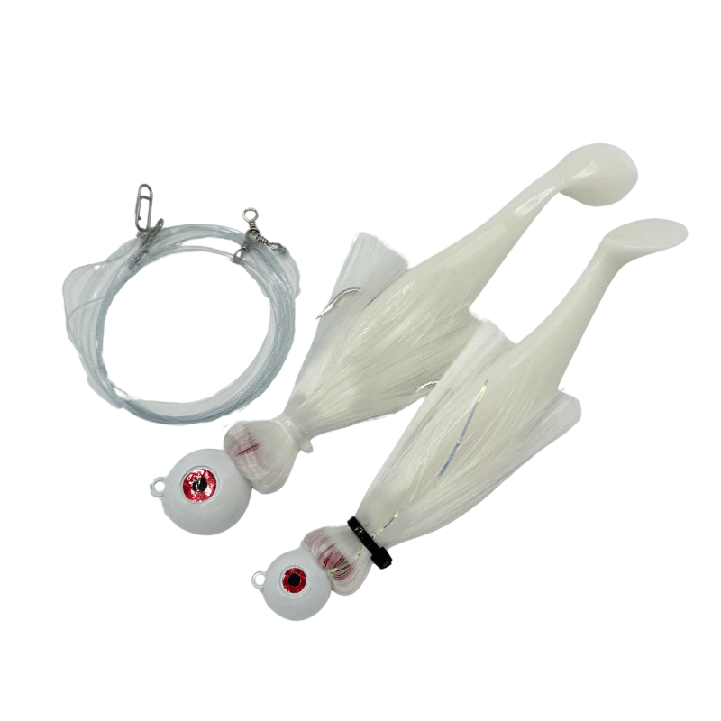 Magictail Round Head Tandem Rig Magic Mojo Trolling Lures White