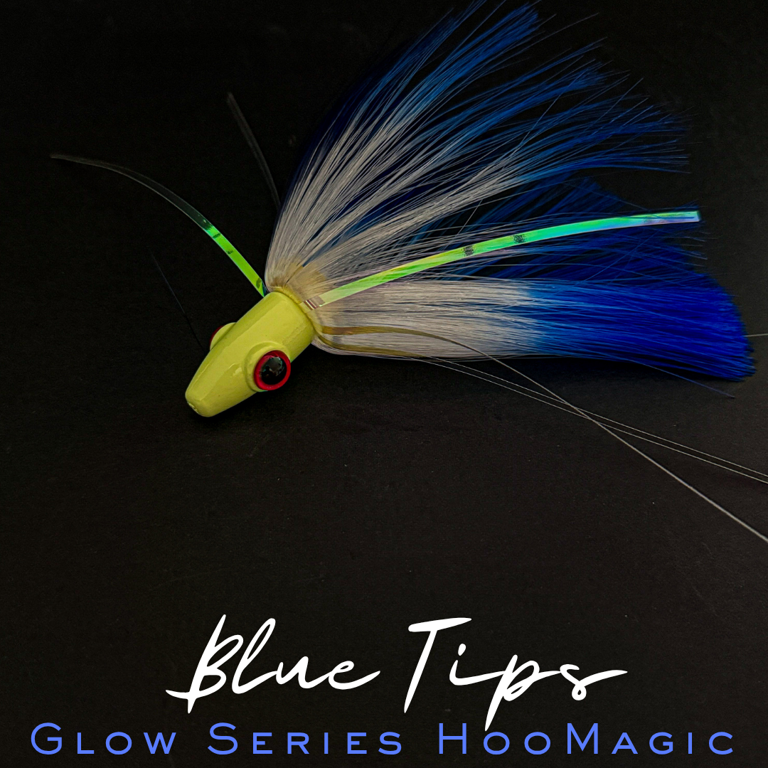 Magictail HooMagic Glow Series Trolling Lures Glow Head Blue Tips Unrigged
