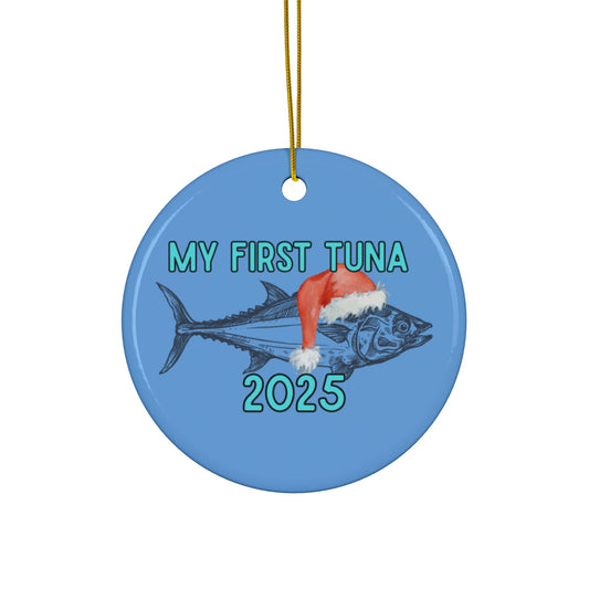 My First Tuna Decorative Ceramic Ornaments, Double-Sided (1pc, 3pcs, 5pcs)