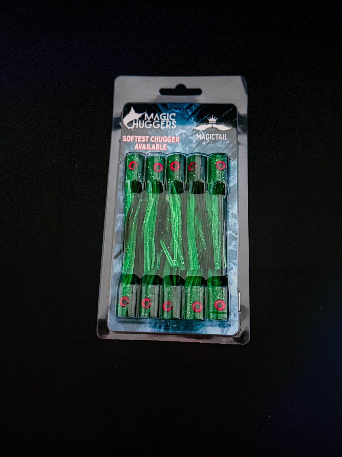 Magictail Soft Head Chuggers Green Black SM 10PK