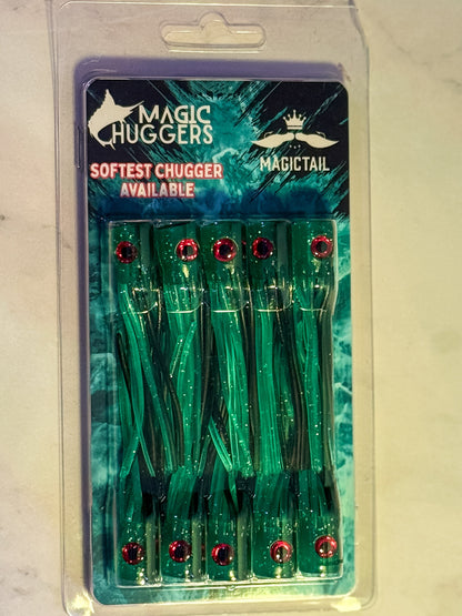 Magictail Soft Head Chuggers Green Black SM 10PK