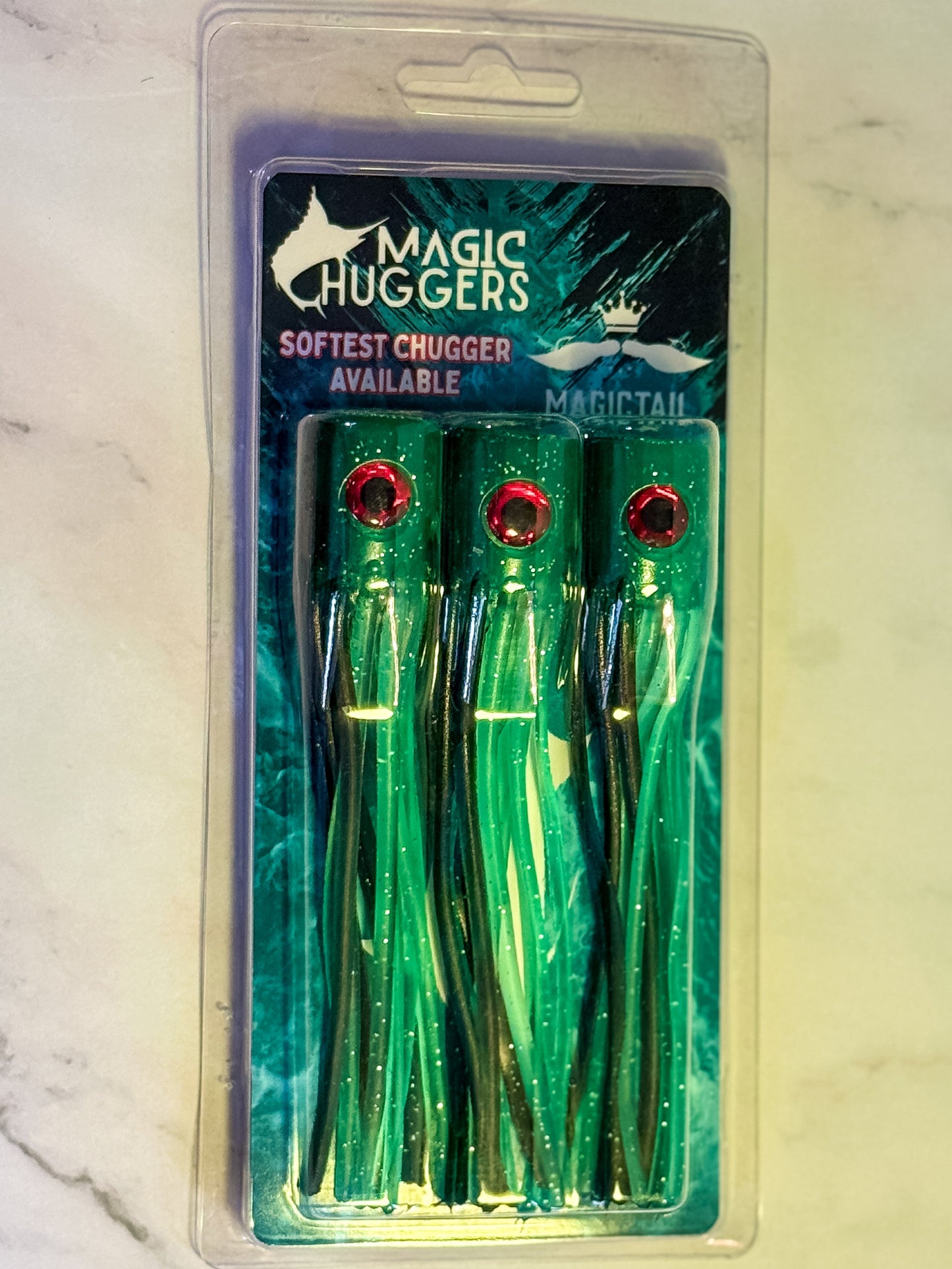 Magictail Soft Head Chuggers Green Black LG 3PK