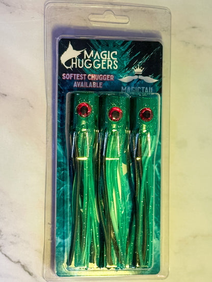 Magictail Soft Head Chuggers Green Black LG 3PK
