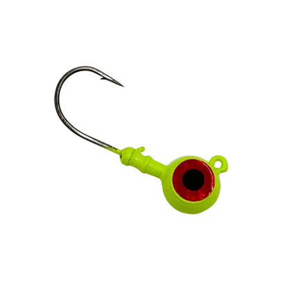Magictail Round Head Big Eye Jigs 3pks Chartreuese